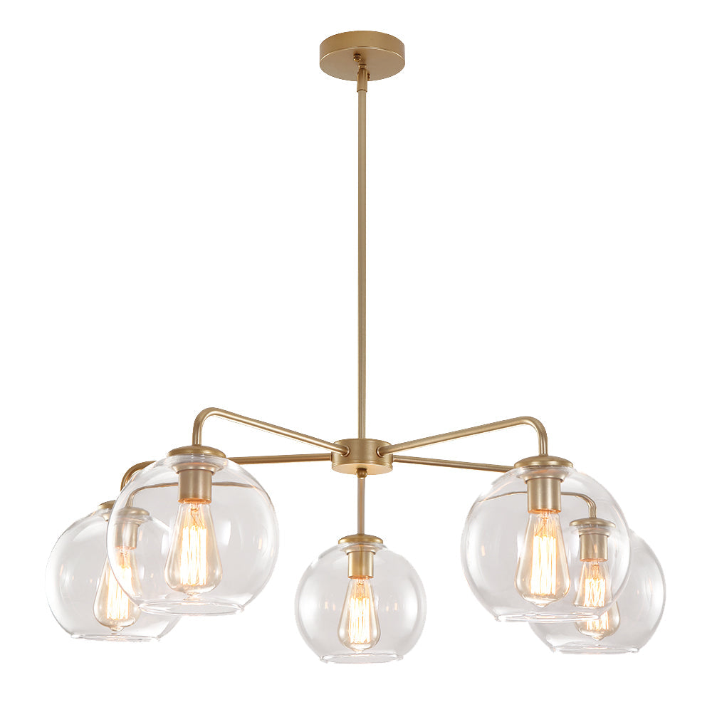 Modern 5-Light Hand Blown Glass Globe Chandelier