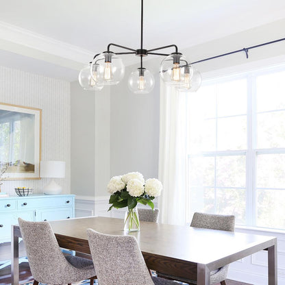 Modern 5-Light Hand Blown Glass Globe Chandelier