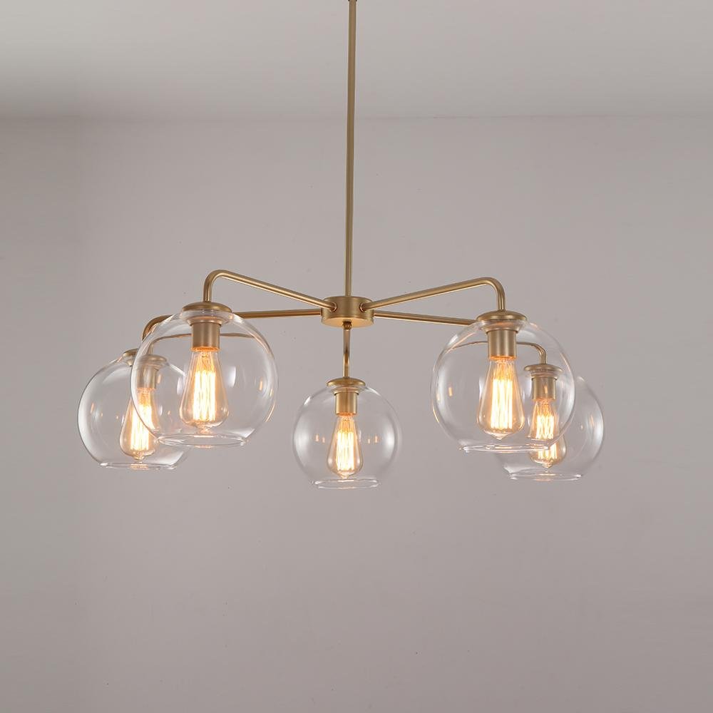 Modern 5-Light Hand Blown Glass Globe Chandelier