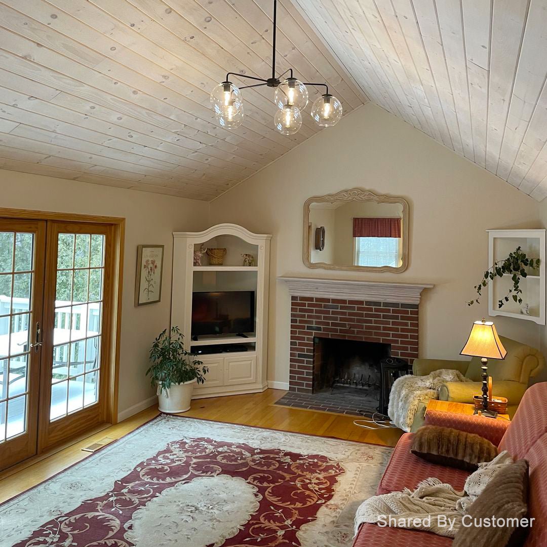 Modern 5-Light Hand Blown Glass Globe Chandelier